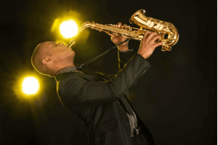 Jazz arist playing saxophone