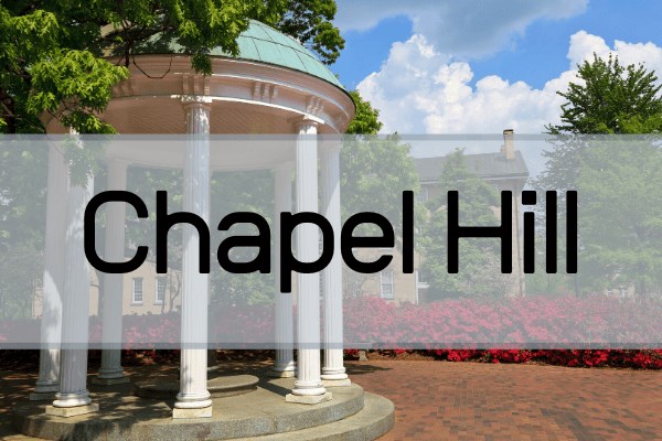 Gazebo and banner saying Chapel Hill